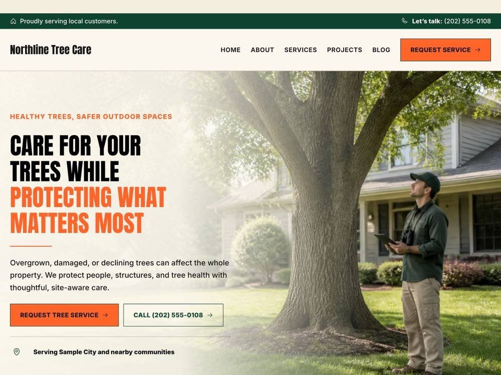 Tree Service Website Design Northline Tree Care homepage design preview