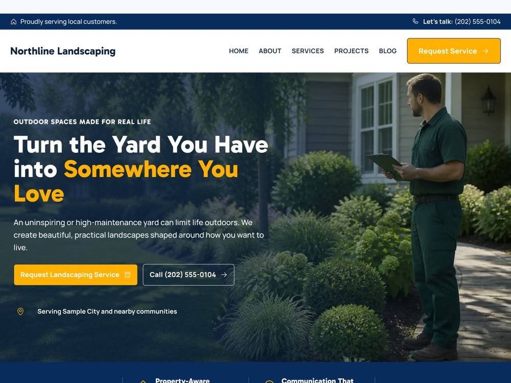 Landscaping Company Website Design Northline Landscaping homepage design preview