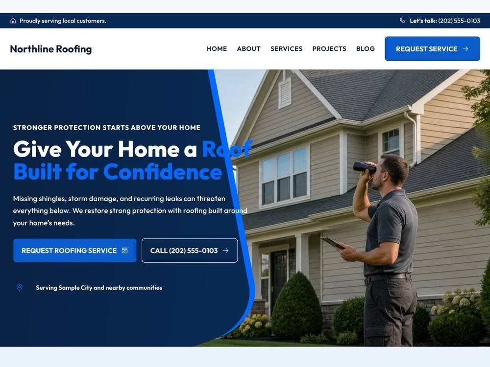 Roofing Contractor Website Design Northline Roofing homepage design preview