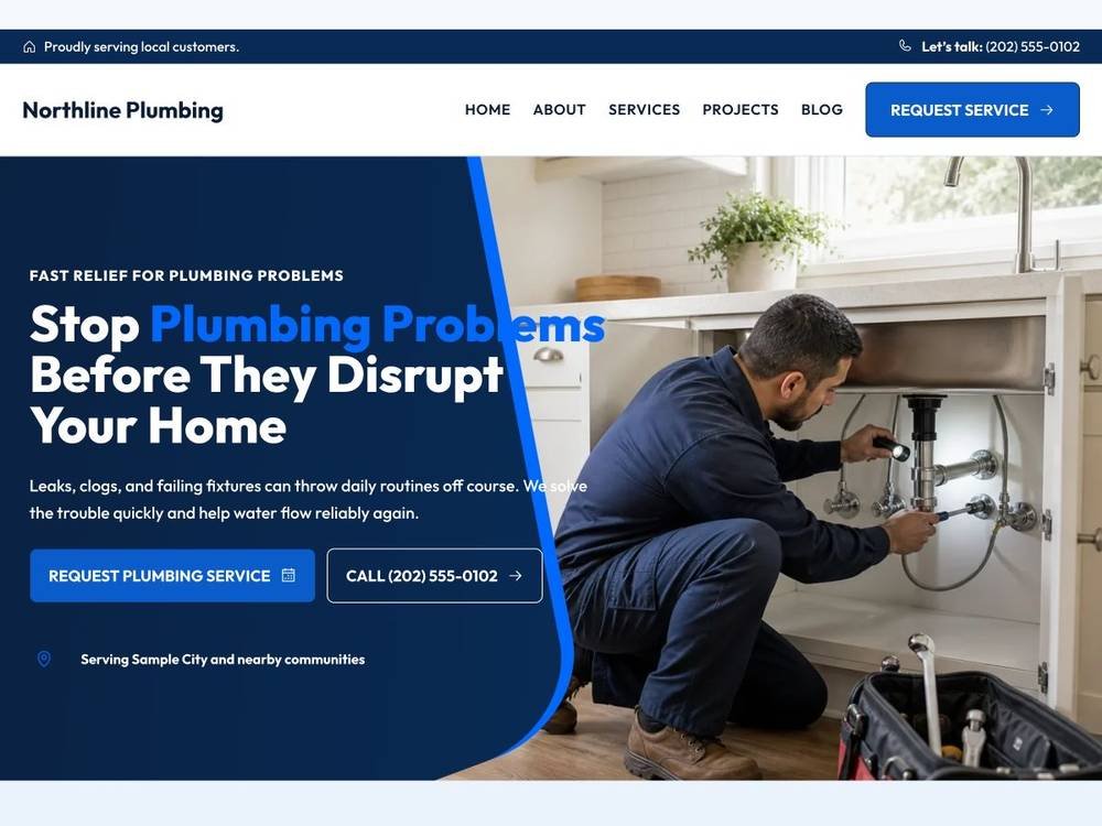 Plumbing Contractor Website Design Northline Plumbing homepage design preview