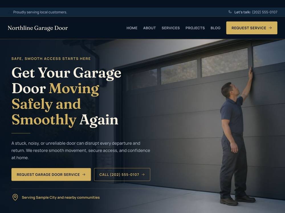 Garage Door Service Website Design Northline Garage Door homepage design preview