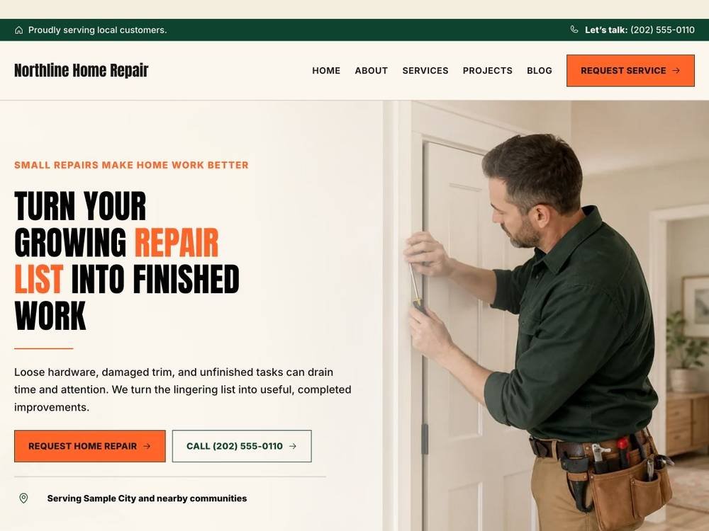 Handyman Service Website Design Northline Home Repair homepage design preview